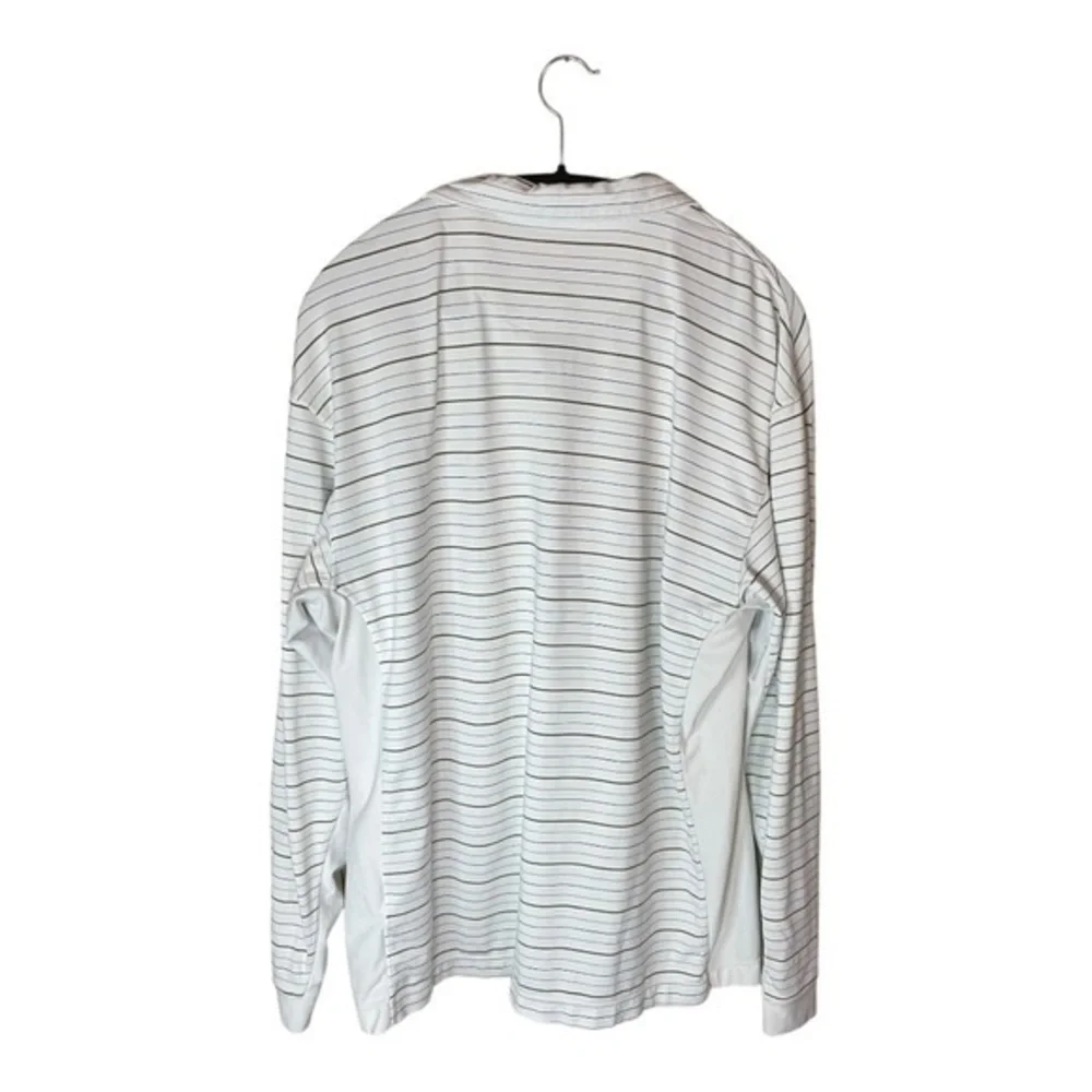Nike Golf Dri-Fit UV Long Sleeve White Polo with Brown and Blue Stripes Size‎ XL - Picture 2 of 8